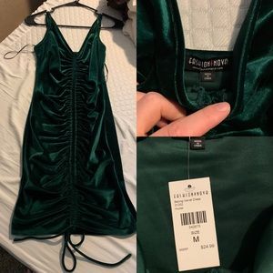 Fashionova Sinched green Velvet Dress